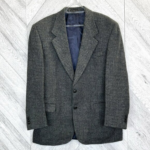 Vintage Harris Tweed Blazer Sport Coat Jacket Mens Size 40R Gray Wool - Picture 1 of 7